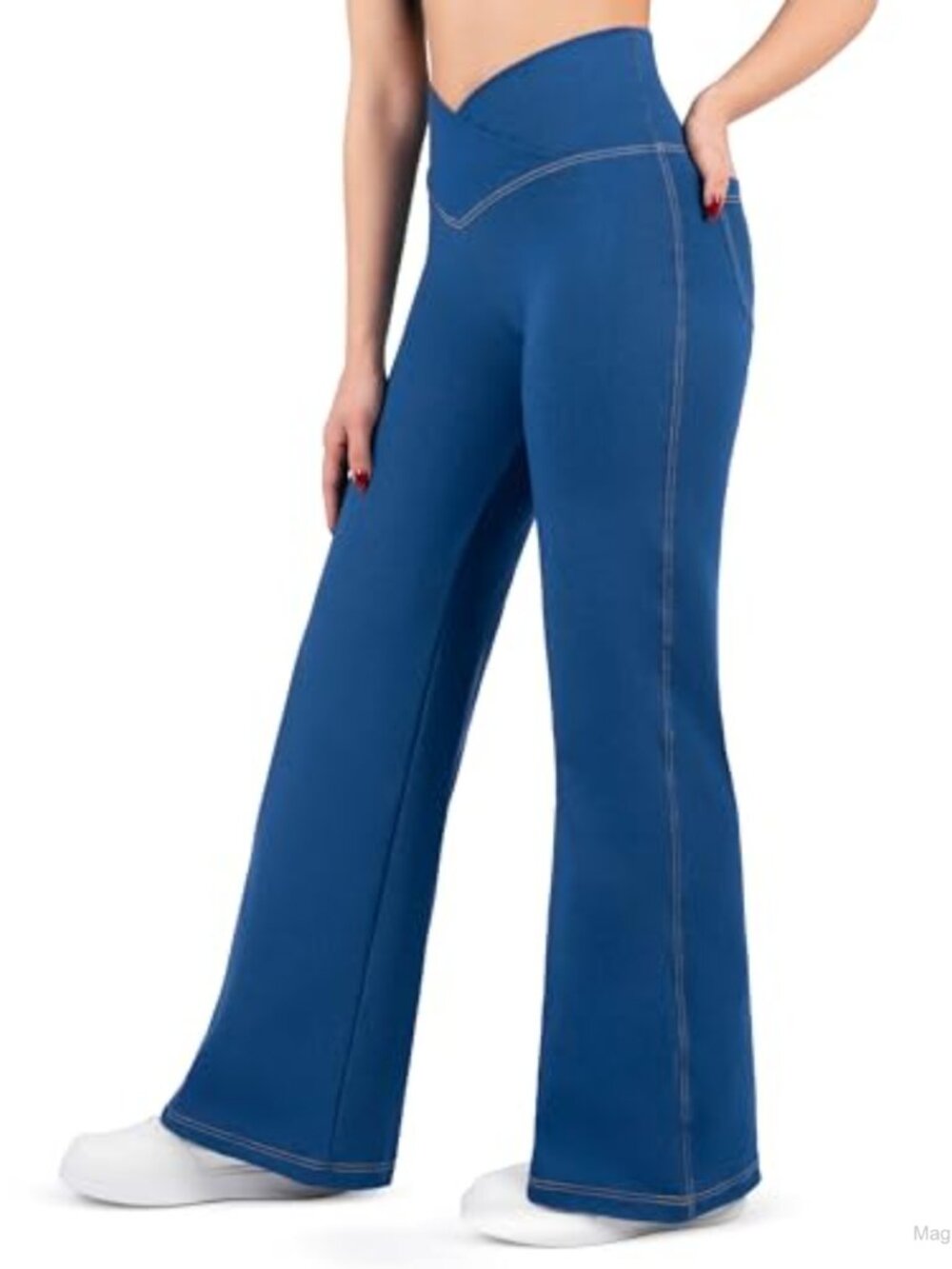 High Waisted Wide Leg Crossover Jeggings Cotton Blend Tummy Control Yoga Pants